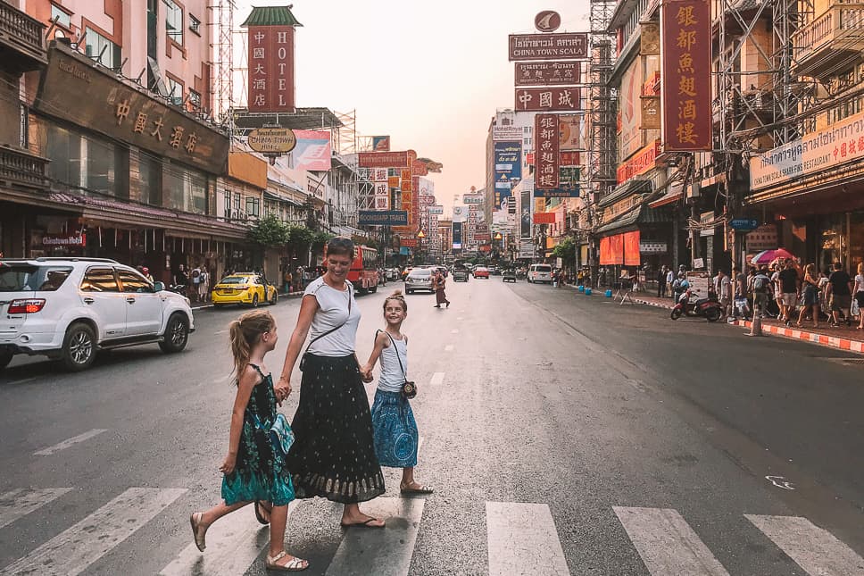 Travel Diary #20: Thailand with our family Chinatown Bangkok Family Crossing Street