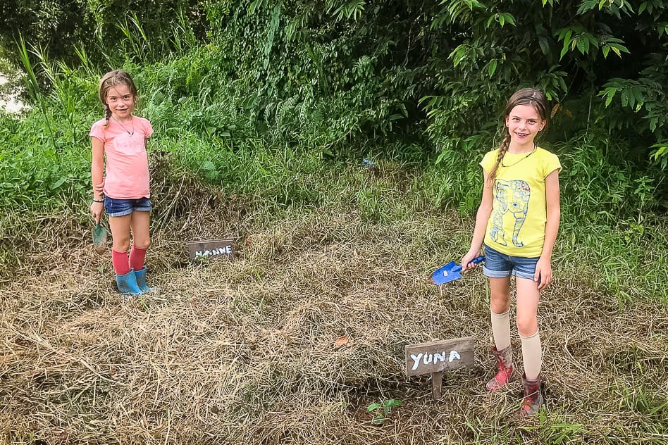 Kinabatangan River Borneo: guide to a bucket list jungle experience Kids planting trees to recover the rainforest in Borneo