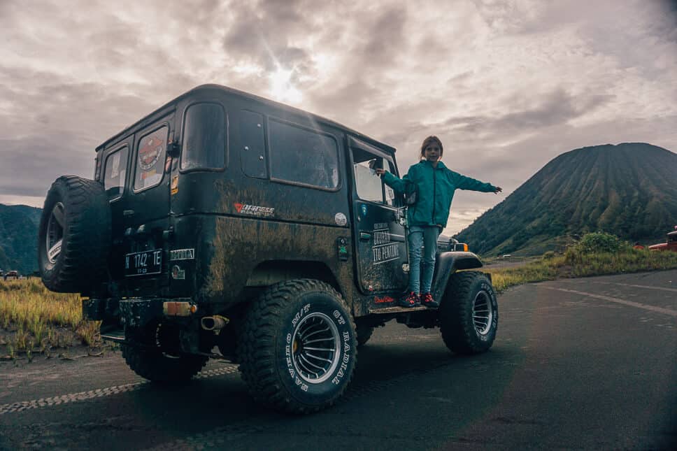 Travel Diary #22: 2 weeks in Java with our kids Kids having fun with the 4WD jeep tour in Tengger Bromo Area Java
