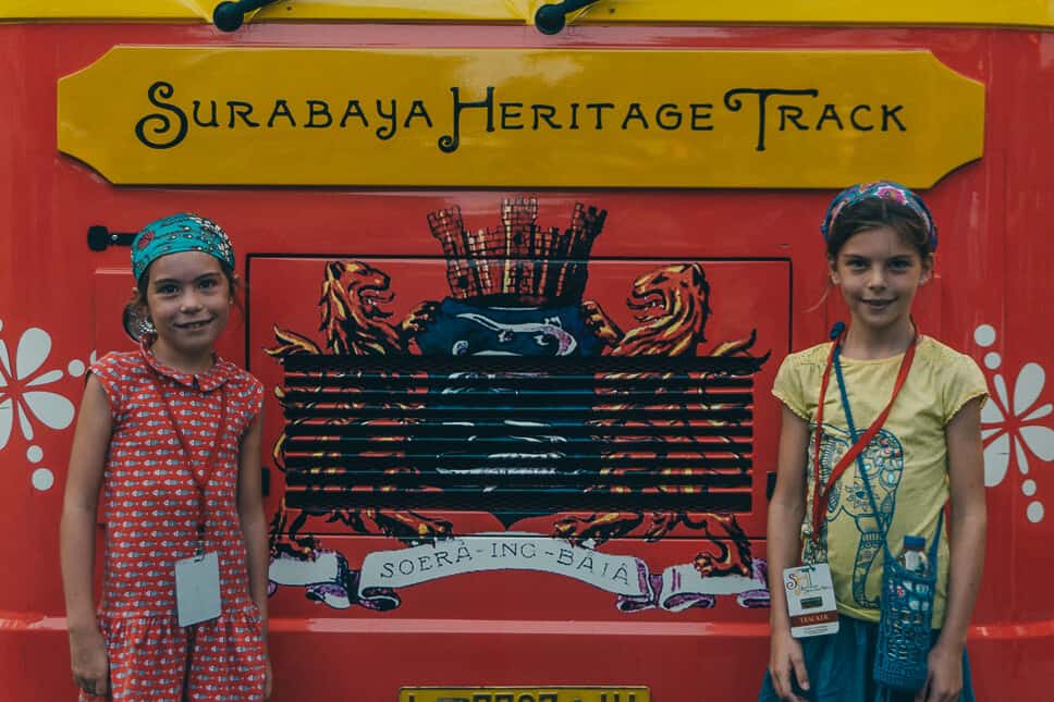 Travel Diary #22: 2 weeks in Java with our kids Kids on the free Surabaya Heritage Track Bus