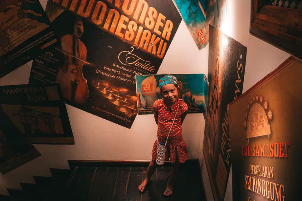 Travel Diary #22: 2 weeks in Java with our kids Admiring the old colonial posters in the Sampoerna factory