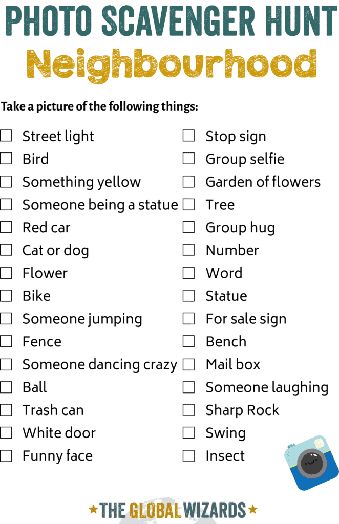 Photo Scavenger Hunt Neighbourhood for kids