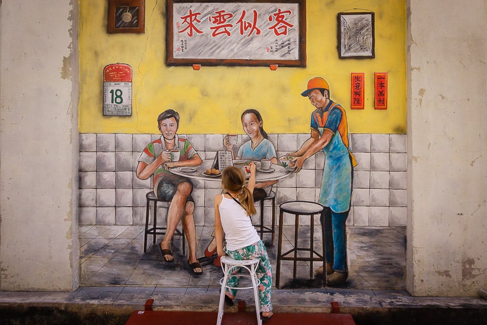 Ontdek de prachtige street art in Maleisië Ipoh Malaysia Street Art Drink Bar Kids