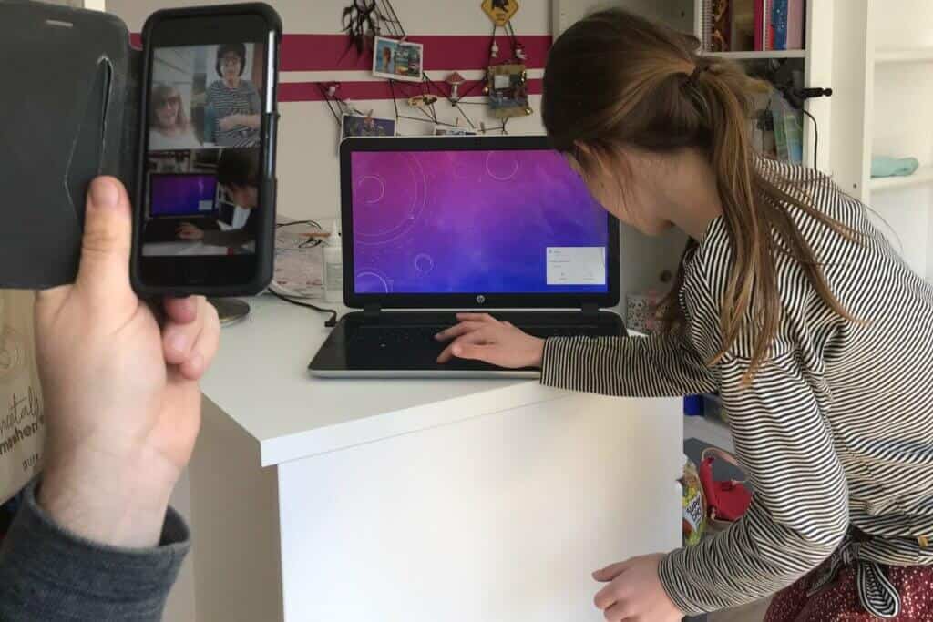 Playing games together for a virtual birthday party
