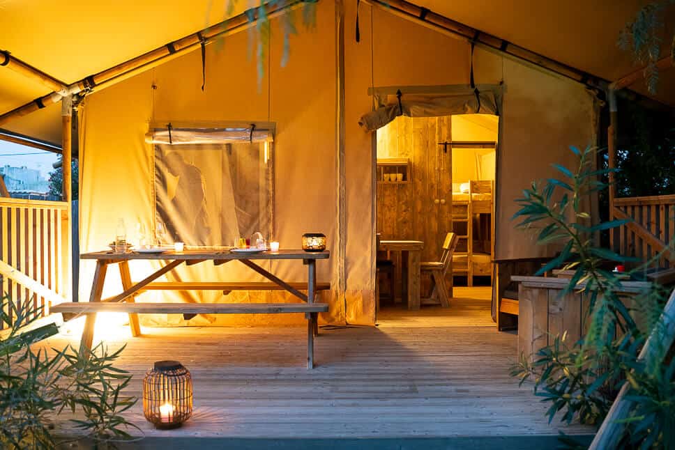 Luxury glamping Italy: Procida Camp Resort review Safari Tent Glamping Experience Evening Italy Procida Island