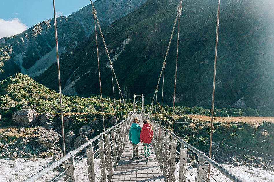 Reisdagboek #15: Nieuw-Zeeland, het Zuidereiland deel 1 Hanging Bridge Hooker Valley Aoraki Mount Cook New Zeeland