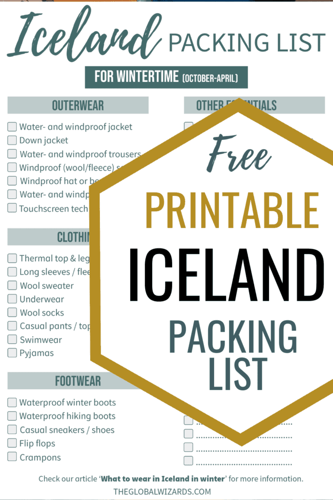 7-day itinerary in Iceland: summer and winter Printable Winter Packing List For Iceland 683x1024
