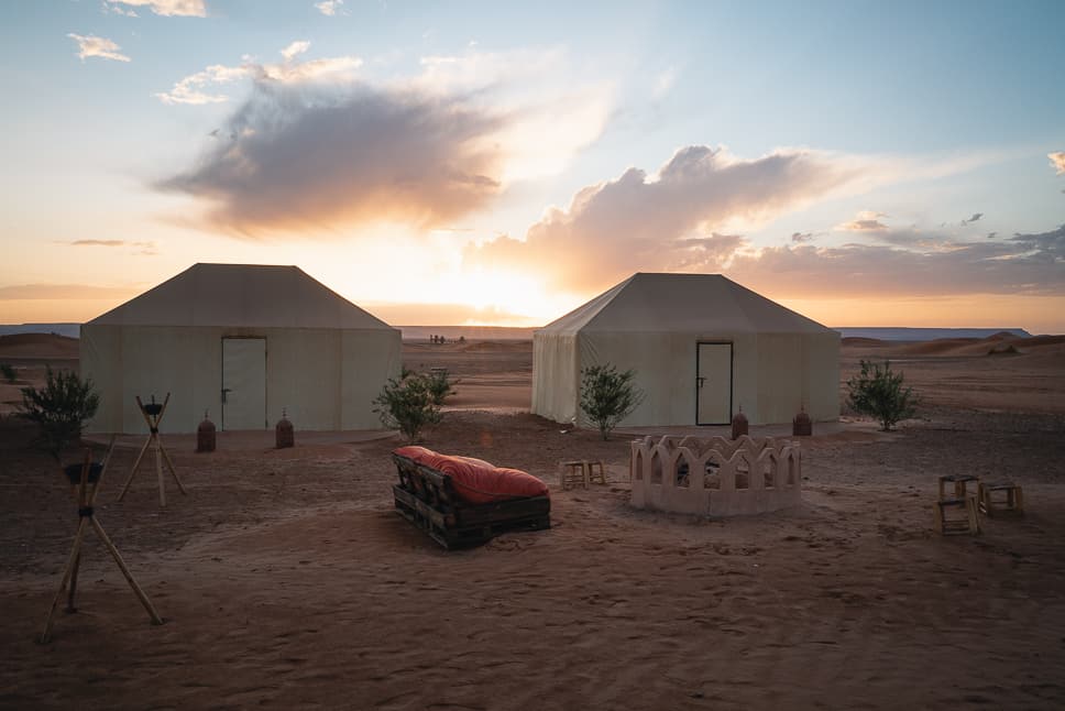 Morocco with kids: how to plan a great Morocco family vacation Beldi Camp Merzouga Desert Sunset Tented Camp