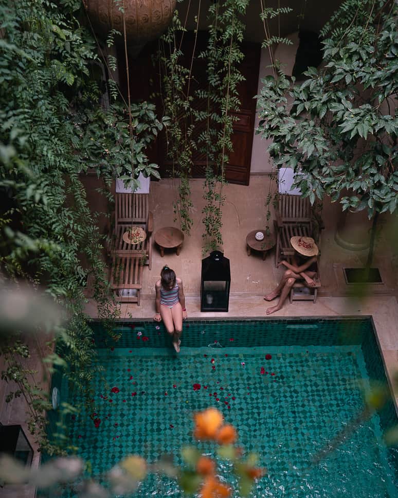 7 days in Morocco Itinerary: 3 amazing one-week trips Dar Justo Riad with pool Marrakech Medina