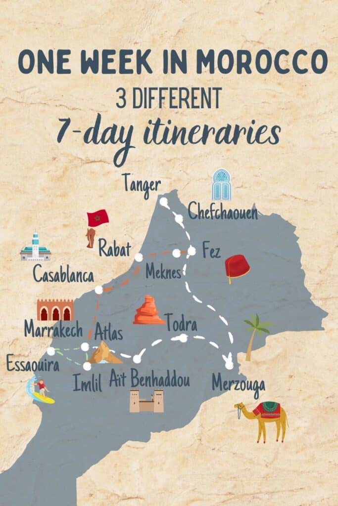7 days in Morocco Itinerary: 3 amazing one-week trips 7 days itineraries Morocco