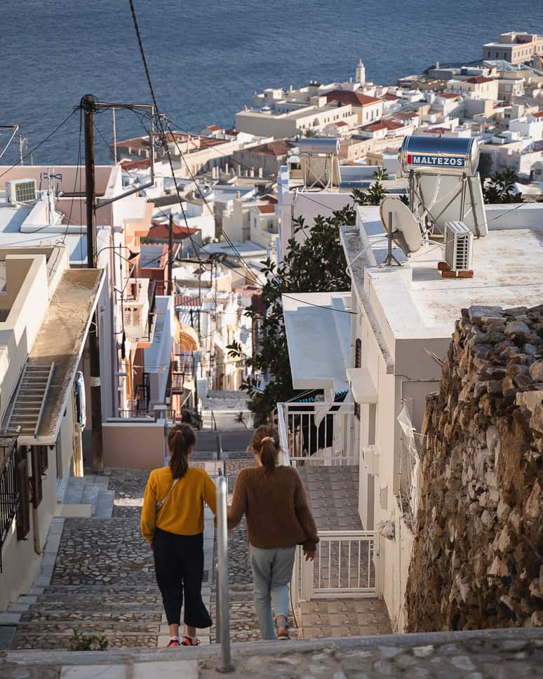 Syros Ermoupoli Stairs Winter Kids