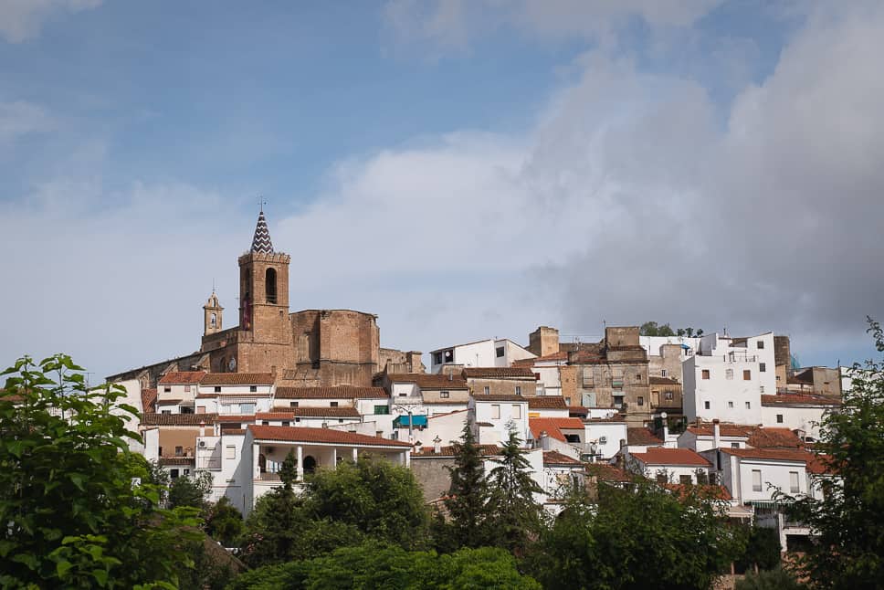 Sierra de Aracena y Picos de Aroche Natural Park in Spanje Aroche city center church Spain
