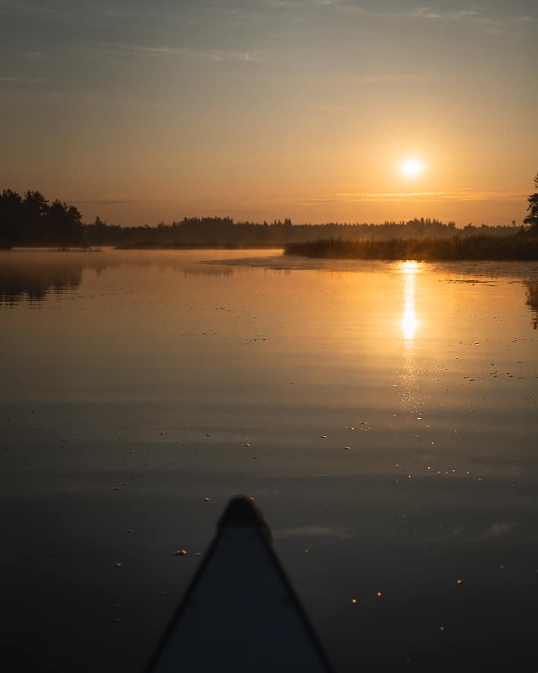 Sunrise canoe trip Sweden 