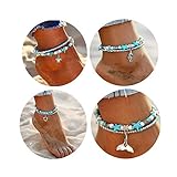 30 Gifts for beach lovers Starain Blue Turtle Anklets for Women Girls Multilayer Beads Handmade Beach Ankle Bracelet Set Boho Foot Jewelry