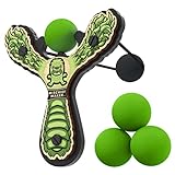 Camping gifts for kids: 50+ fun camping gift ideas for kids Mighty Fun! - Mischief Maker® Wooden Slingshot - Lil’ Monster Series - Real Wood Slingshot for Kids, 4 Soft Foam Balls and Storage Bag - Ages 4+ (Green)