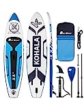 30 Gifts for beach lovers Run Wave Inflatable Stand Up Paddle Board 11'×33''×6''(6'' Thick) Non-Slip Deck with Premium SUP Accessories | Wide Stance, Bottom Fins for Surfing Control | Youth Adults Beginner (Kohala Blue)