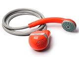 Ivation Portable Outdoor Shower, Battery Powered - Compact Handheld Rechargeable Camping Showerhead - Pumps Water from Bucket Into Steady, Gentle Shower Stream