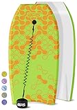 30 Gifts for beach lovers BPS 'Shaka' Lightweight Body Board - EPS Core Bodyboard with Wrist Leash for Beach Pool Surfing Kids Teens Adults (Green Orange - Link, 41 Inch)