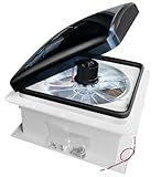 RVLOVENT 12V RV Roof Fan Vent 14'' 3 Speed Reversible Manual Lift Trailer Camper Van Lid (Smoke)…