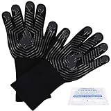 Best dutch oven for camping: 2024 review BBQ Gloves, 1472°F Heat Resistant Fireproof Mitts, Silicone Non-Slip Washable Oven Kitchen Gloves for Barbecue, Grilling, Cooking, Baking, Camping, Smoker (Black)