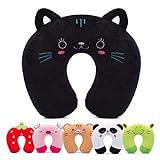 30+ travel gifts for kids that they will love H HOMEWINS Travel Pillow for Kids Toddlers-Soft Neck Head Chin Support Pillow,Cute Animal,Comfortable in Any Sitting Position for Airplane,Car,Train,Machine Washable,Children Gift (Black cat)