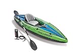 30 Gifts for beach lovers Intex Challenger K1 Inflatable Single Person Kayak Set and Accessory Kit with Aluminum Oar and High Output Air Pump Built for Lakes, Rivers, & Fishing