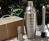 30+ best gifts for RV owners: RV gifts camper owners will love Camping For Foodies Sleek Brushed Stainless Steel 5-piece Martini And Cocktail Shaker Gift Set In Decorative Box Displaying Fun Message. Camp, Hike, Cook, Drink, Eat, Repeat.