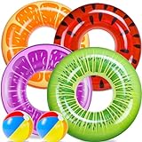 30+ travel gifts for kids that they will love FindUWill 6 Pack Pool Floats Kids, Pool Swim Tubes Rings(4 Pack) - 4Pcs Inflatable Big Floaties Beach Swimming Toys with 2Pcs Beach Balls for Adults Raft Floaties Toddlers