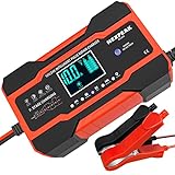 NEXPEAK 10-Amp Smart Fully Automatic Battery Charger, 12V and 24V, Maintainer Trickle Charger w/Temperature Compensation for Car Truck Motorcycle Lawn Mower Boat Marine Lead Acid Batteries