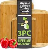 GREENER CHEF Organic Bamboo Cutting Board Set of 3 with Lifetime Replacements - Wood Cutting Board Set with Juice Groove - Wooden Chopping Board Set for Kitchen, Meat, Vegetables and Cheese