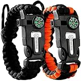 Camping gifts for kids: 50+ fun camping gift ideas for kids Atomic Bear Paracord Bracelet (2 Pack) - Adjustable - Fire Starter - Loud Whistle - Perfect for Hiking, Camping, Fishing and Hunting - Black & Black+Orange