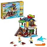 30+ travel gifts for kids that they will love LEGO Creator 3 in 1 Surfer Beach House with 2 Minifigures and Dolphin Figure, Transforms from Surf Shack to Lighthouse to Pool House, Great Building Toy Set for Kids, Girls, and Boys Ages 8+, 31118