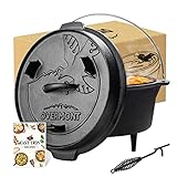 30+ best gifts for RV owners: RV gifts camper owners will love Overmont Camp Dutch Oven Pre Seasoned Cast Iron Lid Also a Skillet Casserole Pot with Lid Lifter for Camping Cooking BBQ Baking 6QT(Pot+Lid)