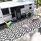 30+ best gifts for RV owners: RV gifts camper owners will love SAND MINE Reversible Mats, Plastic Straw Rug, Modern Area Rug, Large Floor Mat and Rug for Outdoors, RV, Patio, Backyard, Deck, Picnic, Beach, Trailer, Camping (9' x 12', Black & White Lattice)