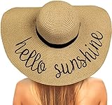 30 Gifts for beach lovers Chalier Foldable Beach Hats for Women, Embroidered Floppy Hats for Women Beach, Vocation, Cruise, Honeymoon, Travel, A Hello Sunshine
