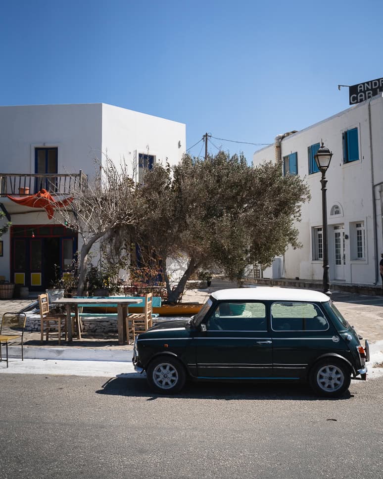Streets of Gavrio Port in Andros Greece