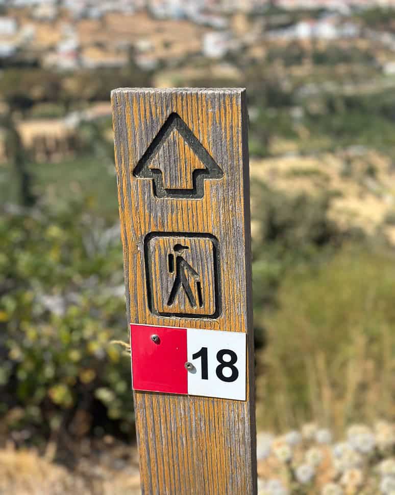 Sign for hiking in Andros
