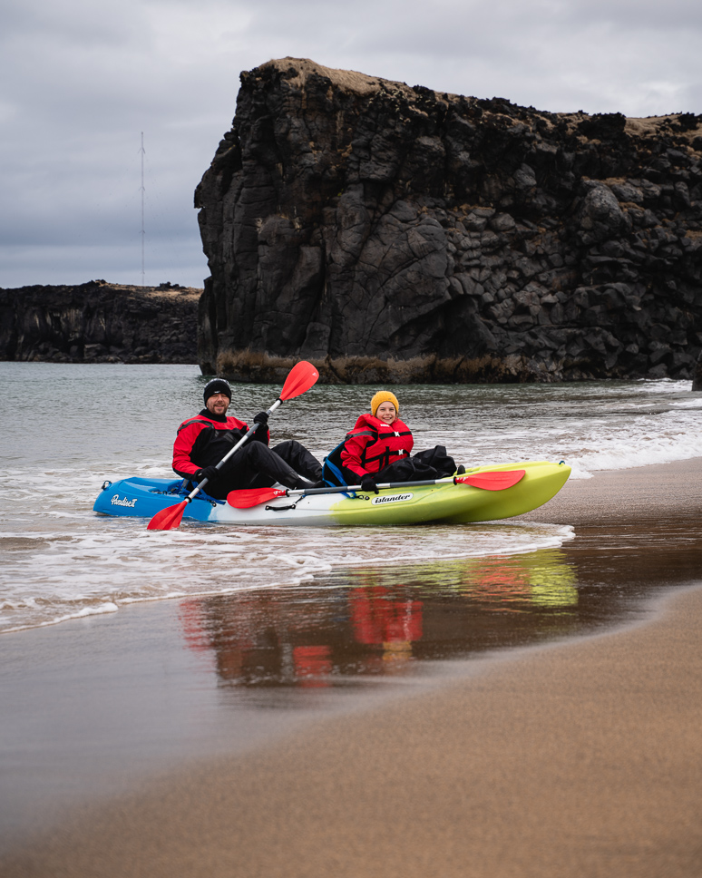 Snaefellsnes Peninsula in Iceland: the best things to do + itinerary Family in a kayak at Skarðsvík Beach in Snaefellsnes Iceland