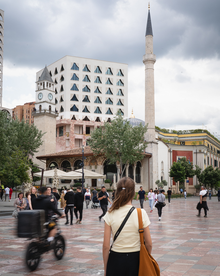 Albania road trip: our ultimate itinerary for 10 days to 3 weeks Woman walking in Tirana in Albania