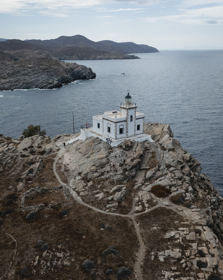 What to do in Paros, Greece: complete travel guide + 4-day itinerary drone image of the lighthouse in Paros Park