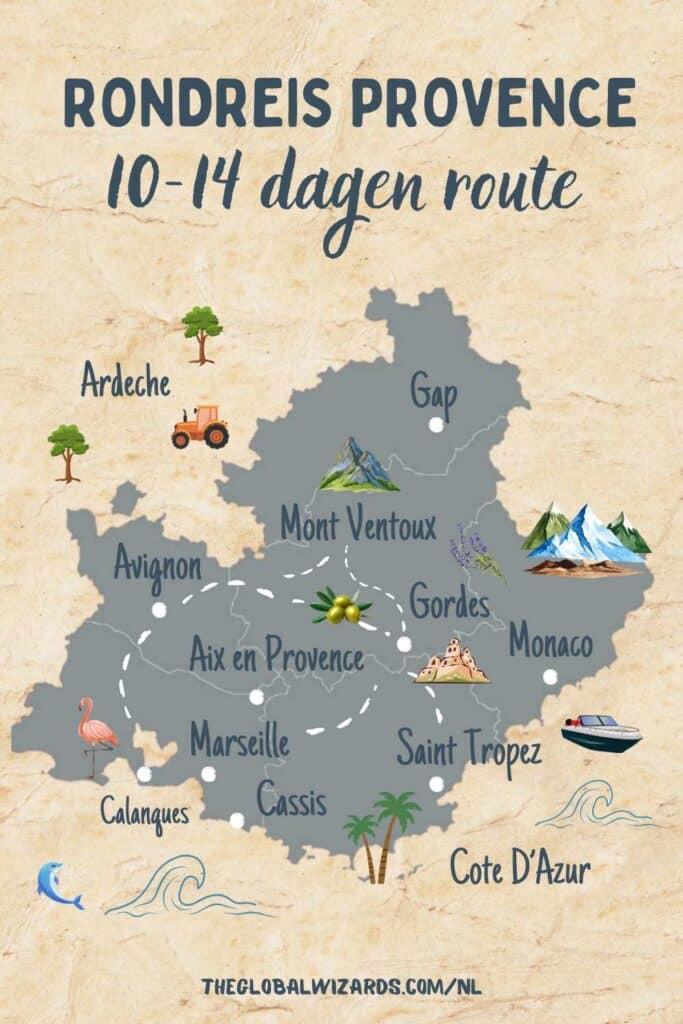 leuke map met bezienswaardigheden provence