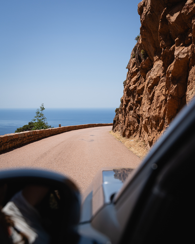 Road trip Calanques de Piana road along the sea in Corsica