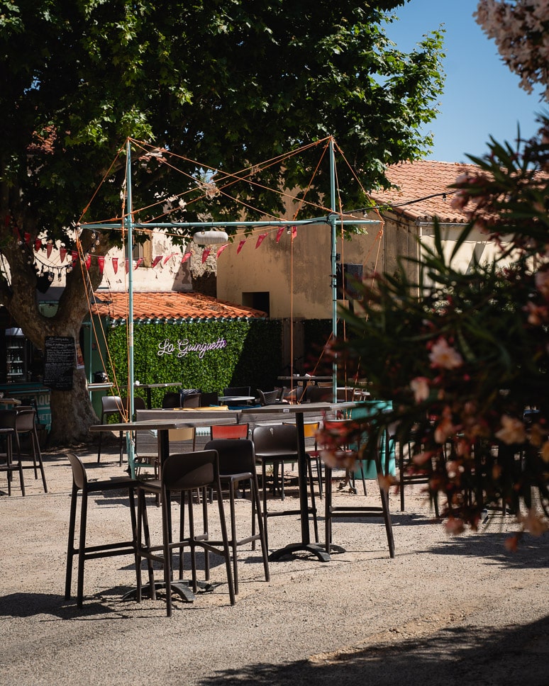Citadel courtyard pop-up café in Ajaccio