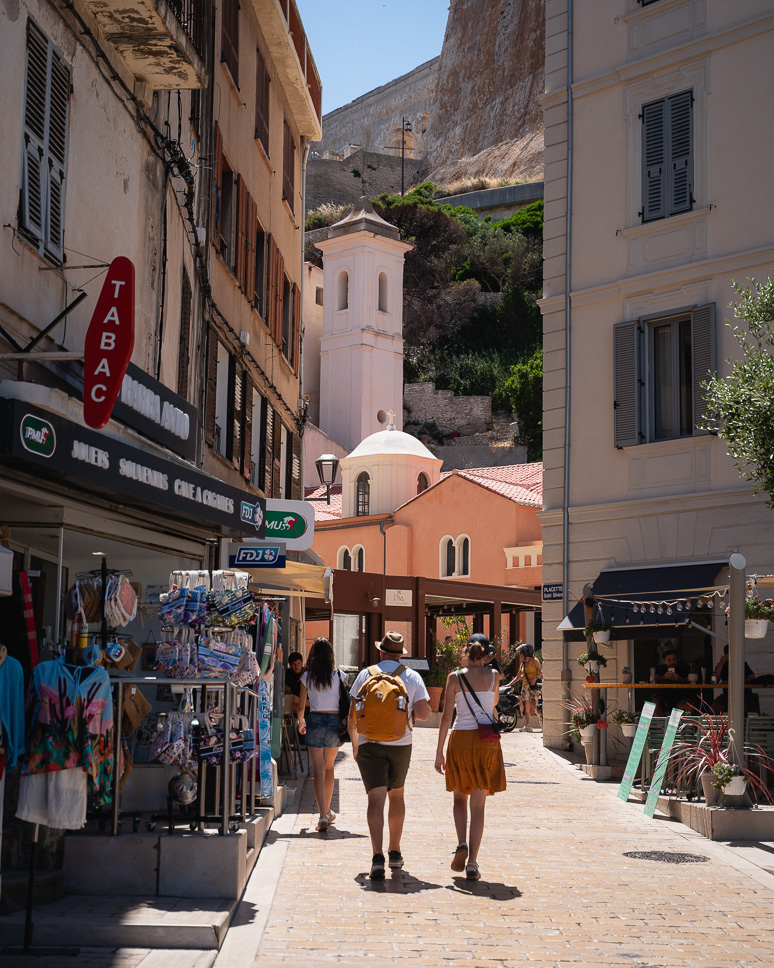 Shopping street in the port of Bonifacio